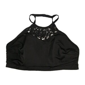 Lime Ricki Cacique Womens Halter Strap Padded‎ Bra Swim Top Black Size 18